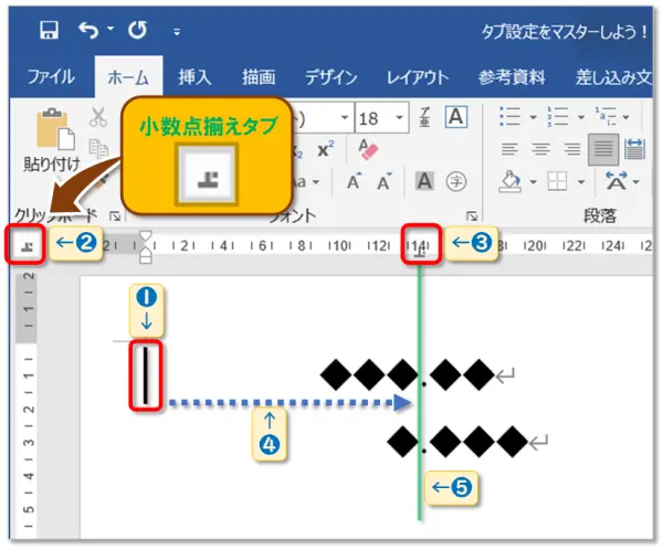 【Word：タブ設定】