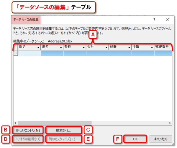 差し込み印刷のための住所録の作り方