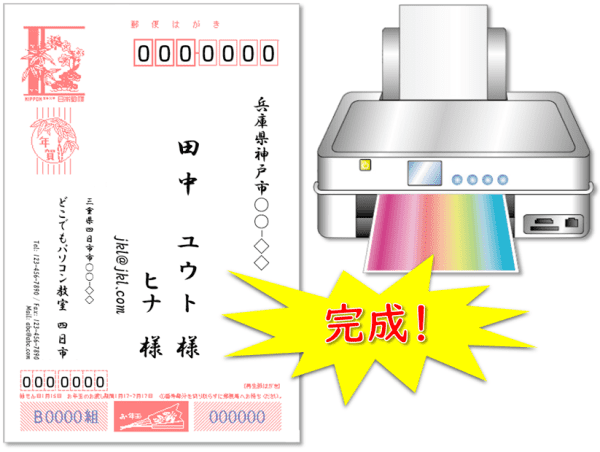 差し込み印刷・はがき宛名面