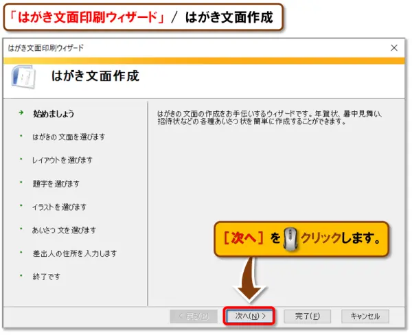 【はがき文面印刷ウィザード】