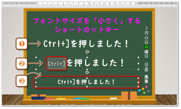 ショートカットキー【Ctrl+[ /Ctrl+ ]】