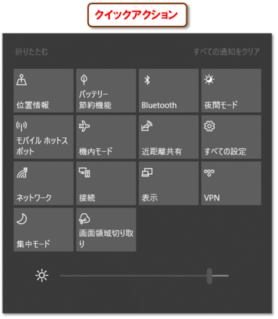 ショートカットキー【Windows ロゴ キー+A】