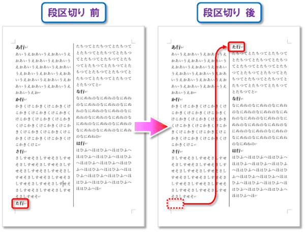 「段組み」の設定方法