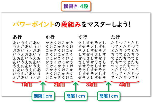 「段組み」の設定方法