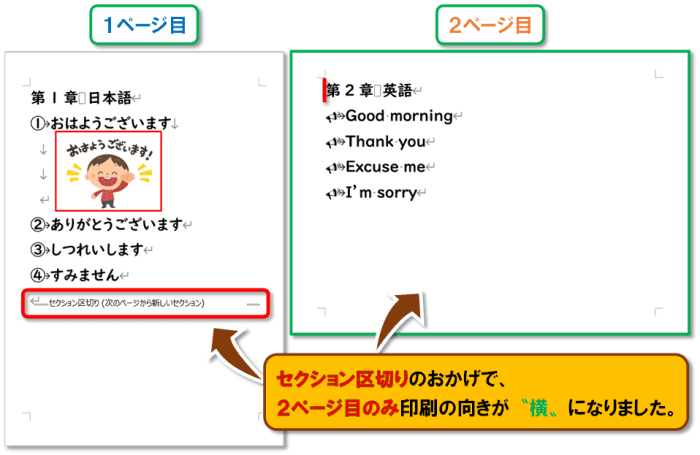 Word ページ区切り・セクション区切り