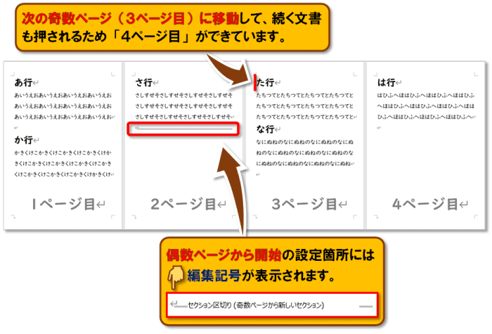 Word ページ区切り・セクション区切り