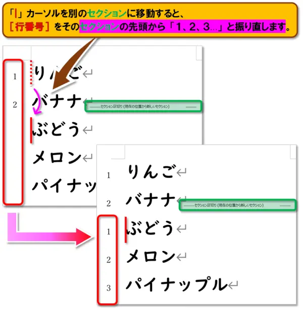 【Word 行番号・Excel 行列番号】