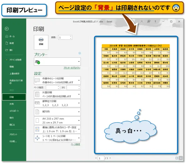 【Excel：ワークシートに『背景』を設定】